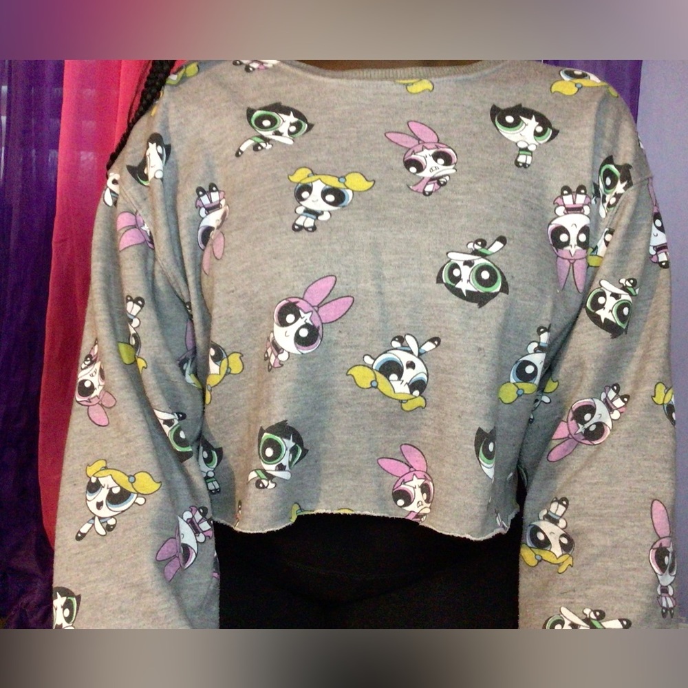 Gray power puff girls women crop tops